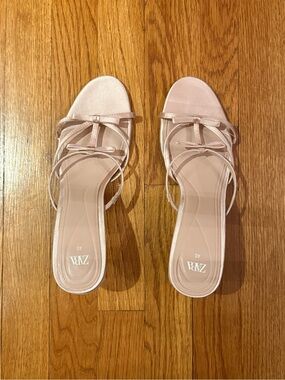 ZARA Blush Pink Strappy Bow Heels